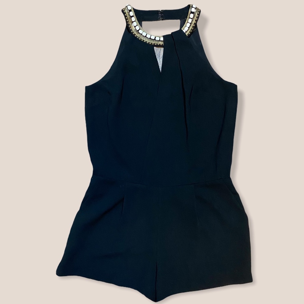 Guess Marciano 2 black pleated short romper beaded